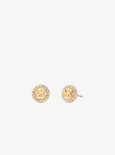 Pav&eacute; Logo Stud Earrings in GOLD | Michael Kors