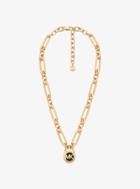 Pav&eacute; Lock Necklace
