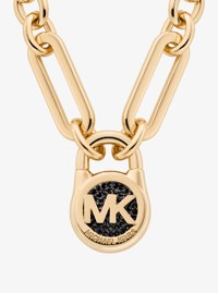 Pav&eacute; Lock Necklace