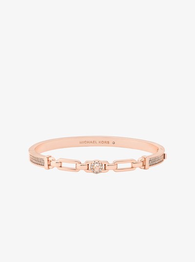 Pav&eacute; Logo Bangle and Stud Earrings Gift Set in ROSE GOLD | Michael Kors
