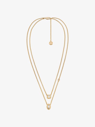 Cubic Zirconia Double Layered Necklace in GOLD | Michael Kors
