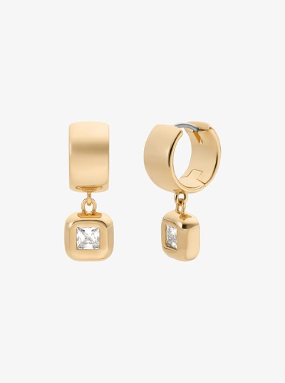 Cubic Zirconia Huggie Earrings in GOLD | Michael Kors