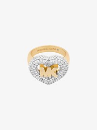 Logo and Pav&eacute; Heart Ring