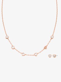 Heart Cubic Zirconia Necklace and Stud Earrings Gift Set