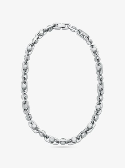 Astor Large Precious Metal-Plated Brass Link Necklace in SILVER | Michael Kors
