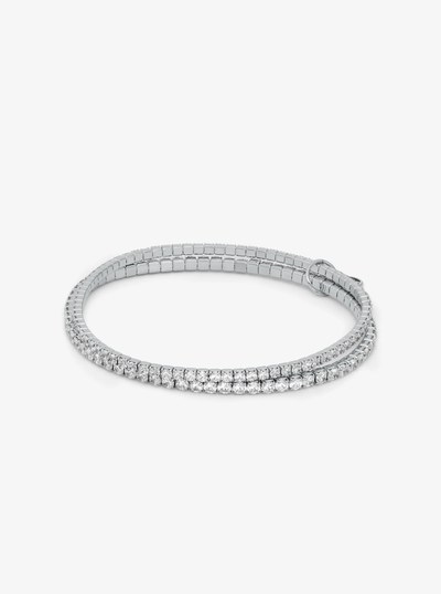 Precious Metal-Plated Brass Double Wrap Tennis Bracelet in SILVER | Michael Kors