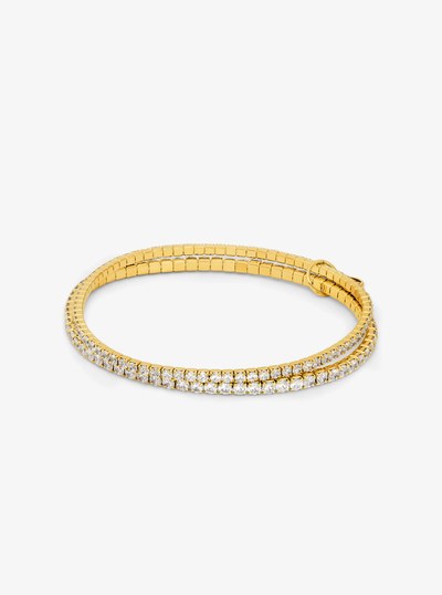 Precious Metal-Plated Brass Double Wrap Tennis Bracelet in GOLD | Michael Kors