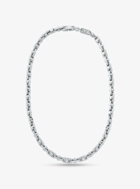 Astor Link Medium Pav&eacute; Precious Metal-Plated Brass Necklace