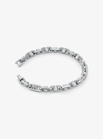 Astor Link Medium Precious Metal-Plated Brass Pav&eacute; Bracelet in SILVER | Michael Kors