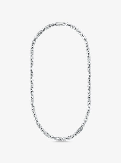 Astor Link Medium Precious Metal-Plated Brass Necklace in SILVER | Michael Kors