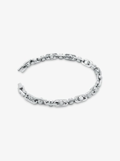 Astor Link Large Precious Metal-Plated Brass Bracelet in SILVER | Michael Kors