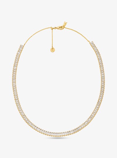 Pav&eacute; Precious Metal Plated Brass Tennis Necklace in GOLD | Michael Kors