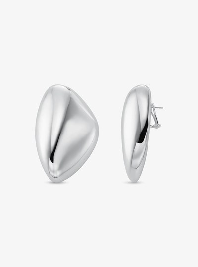 Large Precious Metal-Plated Brass Pebble Earrings in SILVER | Michael Kors