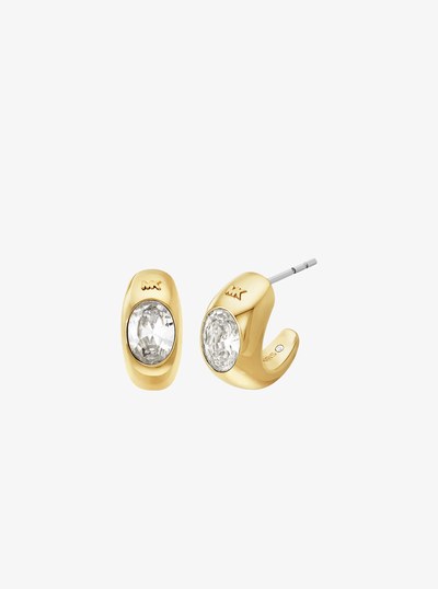 Precious Metal-Plated Cubic Zirconia Huggie Hoop Earrings in GOLD/CLEAR | Michael Kors
