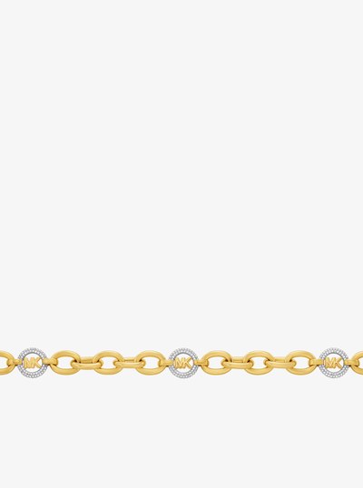 Pav&eacute; MK Pop Charm Chain-Link Necklace in TWO TONE | Michael Kors