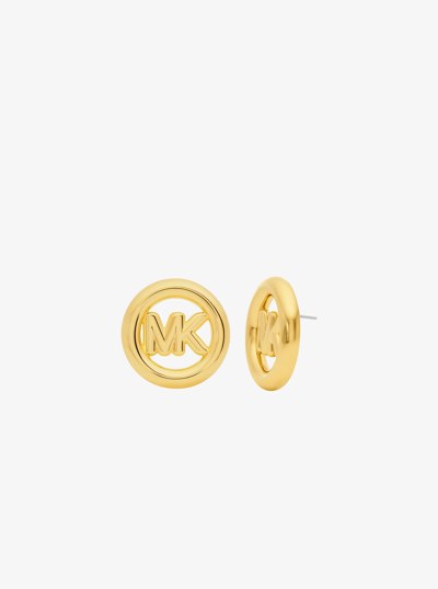 Large Logo Charm Stud Earrings in GOLD | Michael Kors
