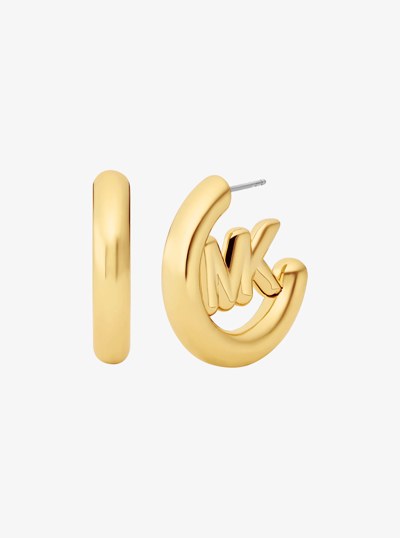 Large Logo Charm Hoop Earrings in GOLD | Michael Kors