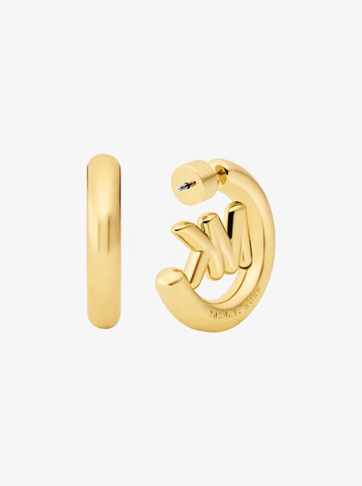 Large Logo Charm Hoop Earrings in GOLD | Michael Kors