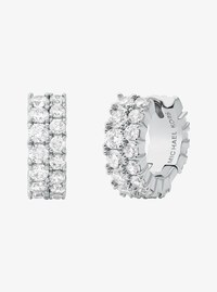Double Pav&eacute; Huggie Earrings