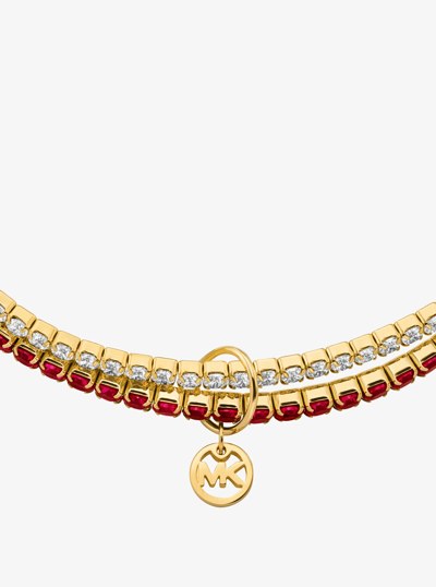 Cubic Zirconia Double Wrap Stretch Tennis Bracelet in GOLD/RUBY | Michael Kors