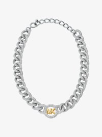 Pav&eacute; Logo Curb-Link Necklace