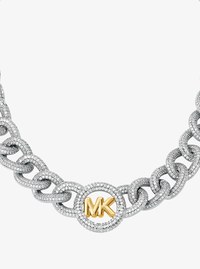 Pav&eacute; Logo Curb-Link Necklace
