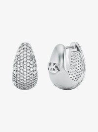 Precious Metal-Plated Brass Pav&eacute; Teardrop Huggie Earrings