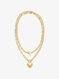 Collar con colgante de coraz&oacute;n acolchado con pav&eacute;