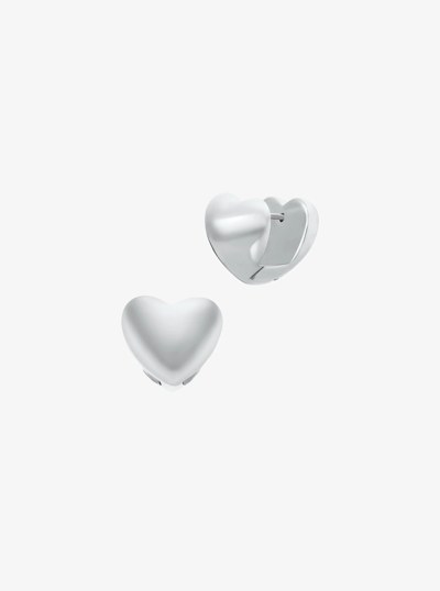 Puffy Heart Huggie Earrings in SILVER | Michael Kors