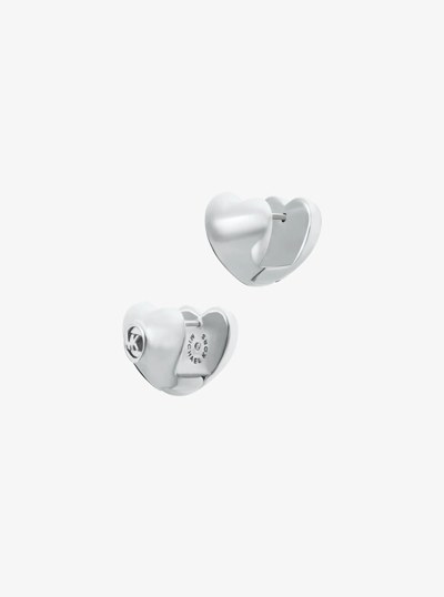 Puffy Heart Huggie Earrings in SILVER | Michael Kors