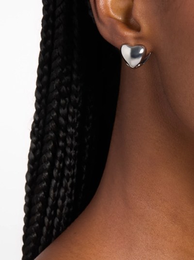 Puffy Heart Huggie Earrings in SILVER | Michael Kors
