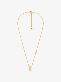 Pav&eacute; Gold-Tone Brass Ring Necklace