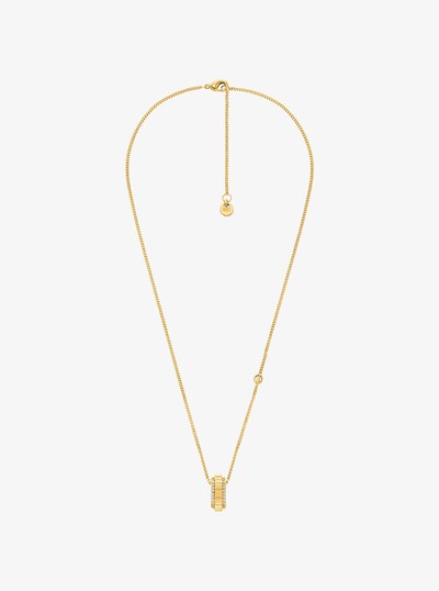 Pav&eacute; Gold-Tone Brass Ring Necklace in GOLD | Michael Kors