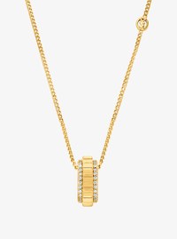 Pav&eacute; Gold-Tone Brass Ring Necklace