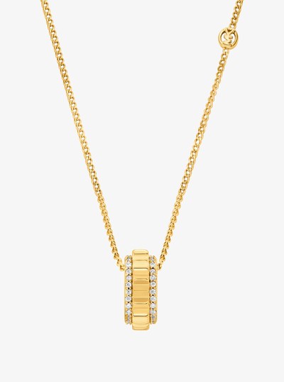 Pav&eacute; Gold-Tone Brass Ring Necklace in GOLD | Michael Kors