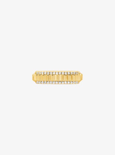 Pav&eacute; Gold-Tone Brass Ring in GOLD | Michael Kors