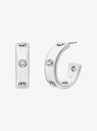 Aretes tipo huggie con logotipo