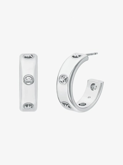 Logo Huggie Earrings in SILVER | Michael Kors