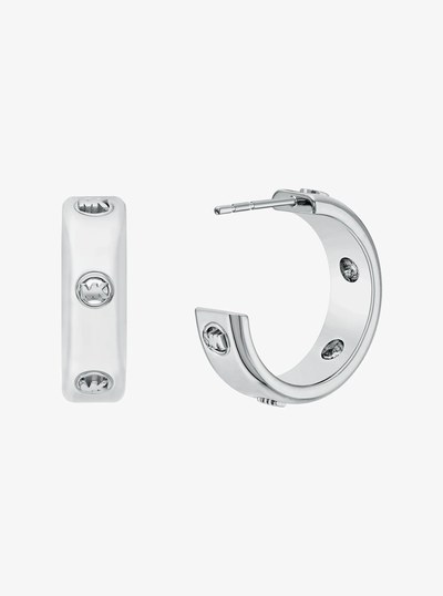 Logo Huggie Earrings in SILVER | Michael Kors
