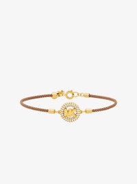 Pav&eacute; Gold-Tone Logo Corded Bracelet
