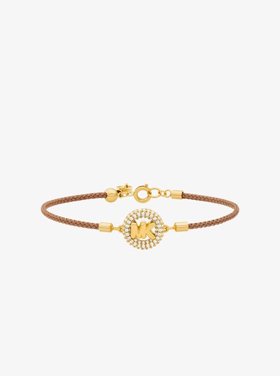Pav&eacute; Gold-Tone Logo Corded Bracelet in PEANUT | Michael Kors