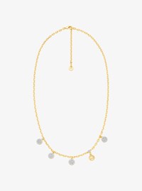 Brass Pav&eacute; Disk Charm Necklace