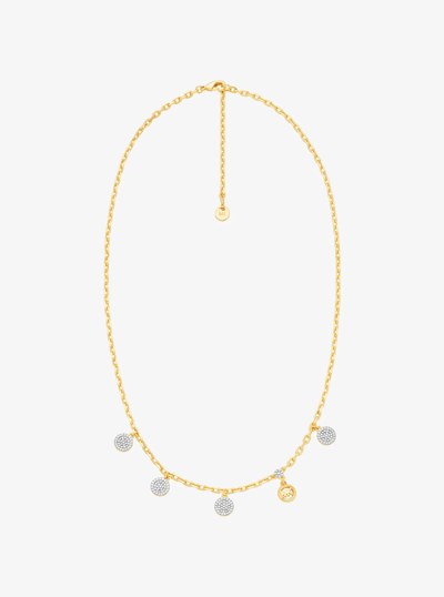 Collier &agrave; pav&eacute; en laiton avec breloques en forme de disque in DEUX TONS | Michael Kors