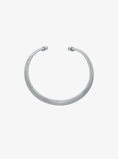 Collier ras-de-cou en laiton &agrave; placage en m&eacute;tal pr&eacute;cieux et &agrave; pav&eacute; in ARGENT | Michael Kors