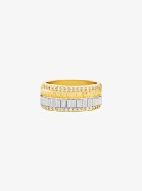 Bague cannel&eacute;e &agrave; deux tons et &agrave; pav&eacute;
