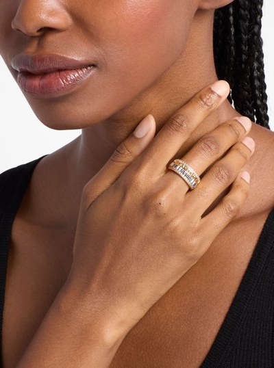 Pav&eacute; Two-Tone Fluted Ring in TWO TONE | Michael Kors