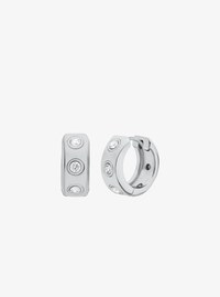 Pav&eacute; Logo Huggie Earrings