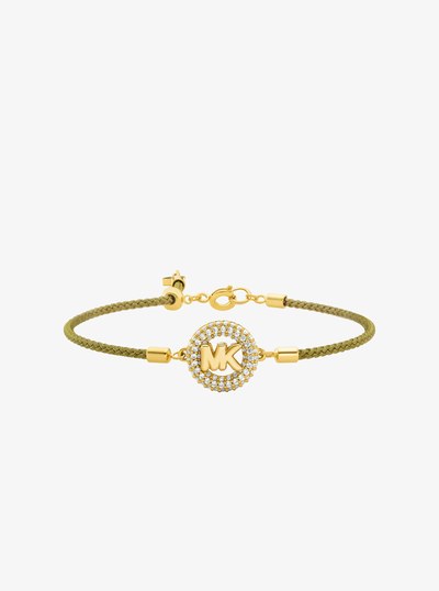 Pav&eacute; MK Pop Charm Cord Slider Bracelet in DARK MOSS | Michael Kors