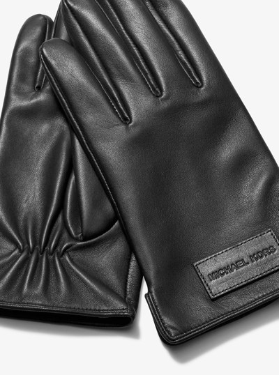 Leather Gloves in BLACK | Michael Kors