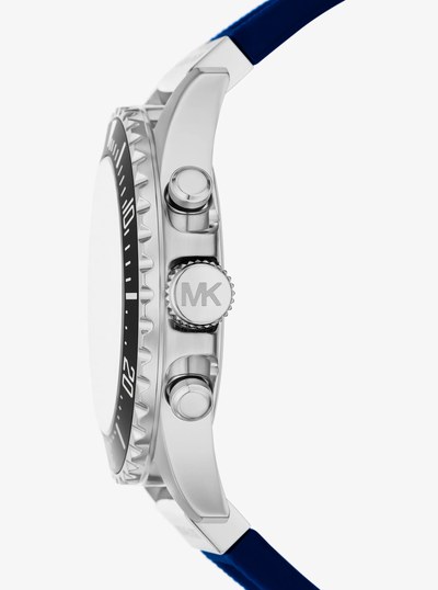 Oversized Everest Silver-Tone and Silicone Watch in NAVY - Sale